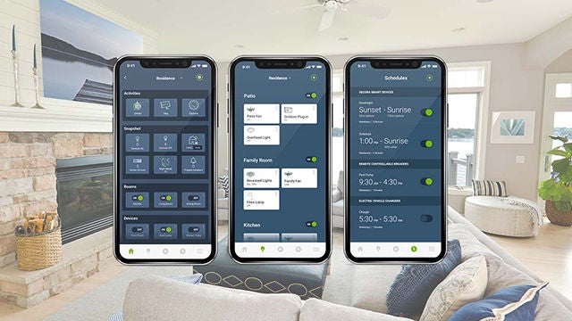 3 muestras de pantallas de productos My Leviton